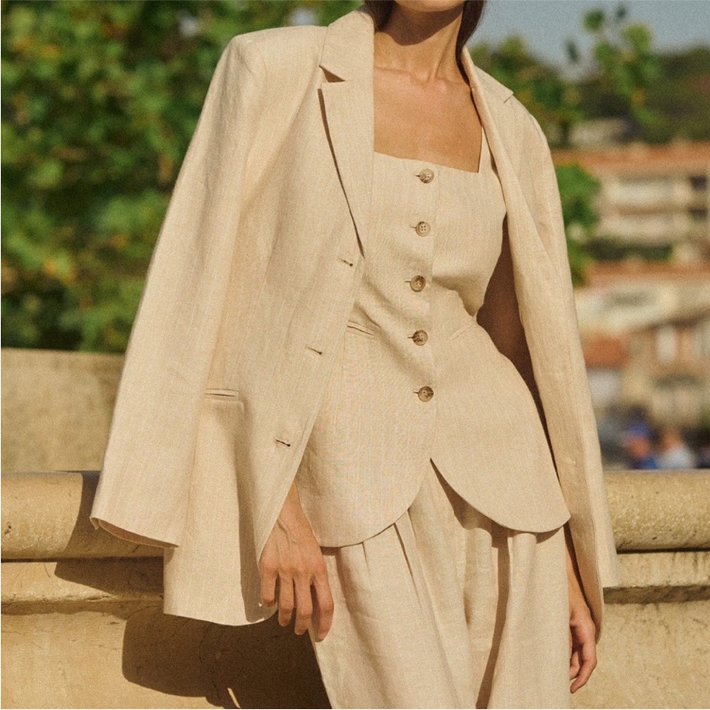 Posse Small Leon Blazer Linen Pinstripe
